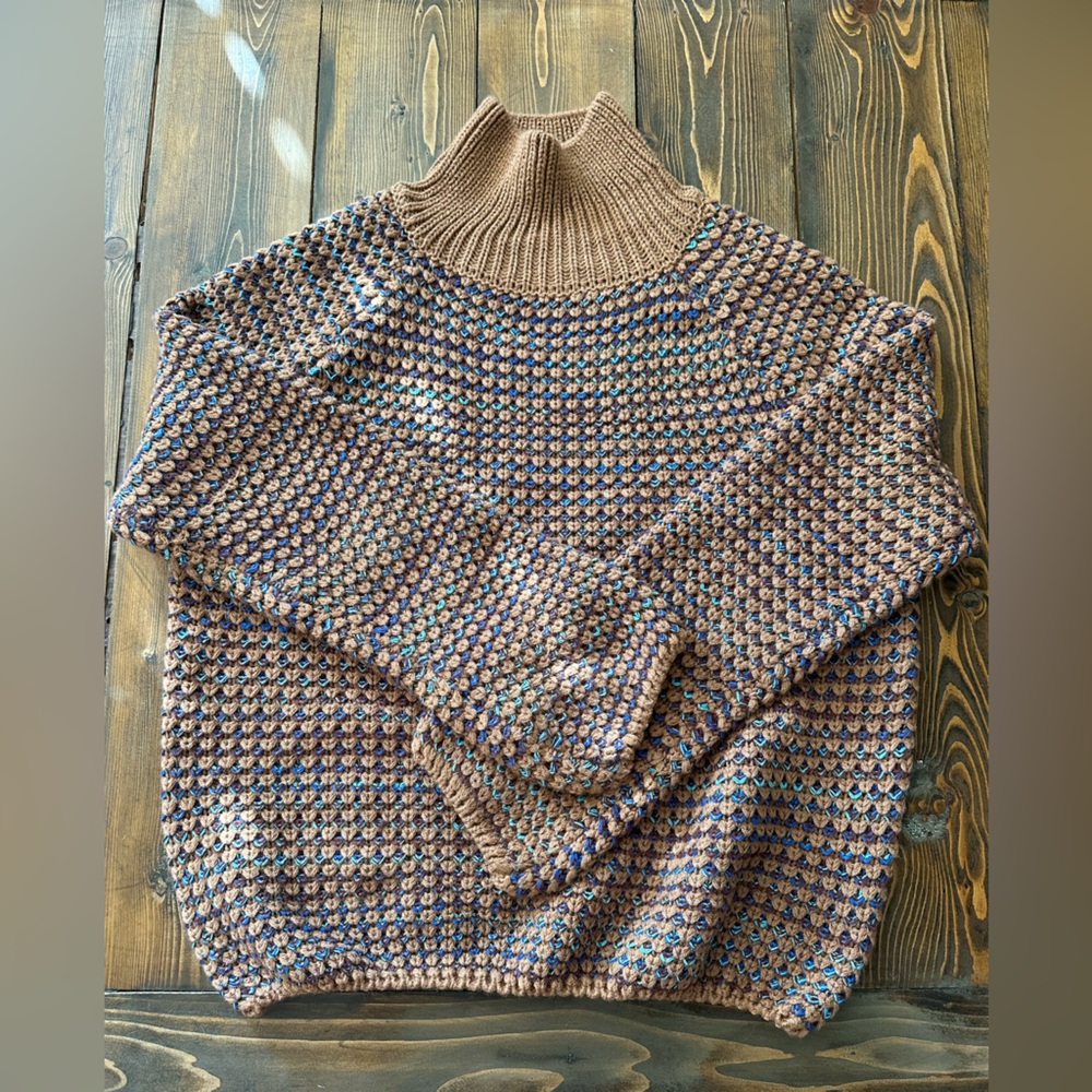 Brown and Blue Women's Sweater